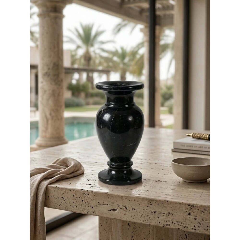 S & B Trading Co Black Marble Vase